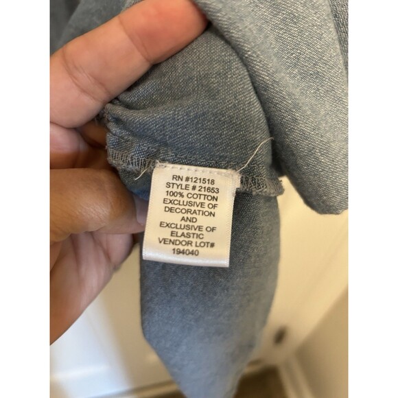 Denim Dress Embroidered Floral Dress with Pockets Size Petite Large Grandma Core - Picture 7 of 10